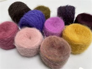 Soft kid mohair - buket med lilla/ rosa / army / gule toner, alle 10 farver